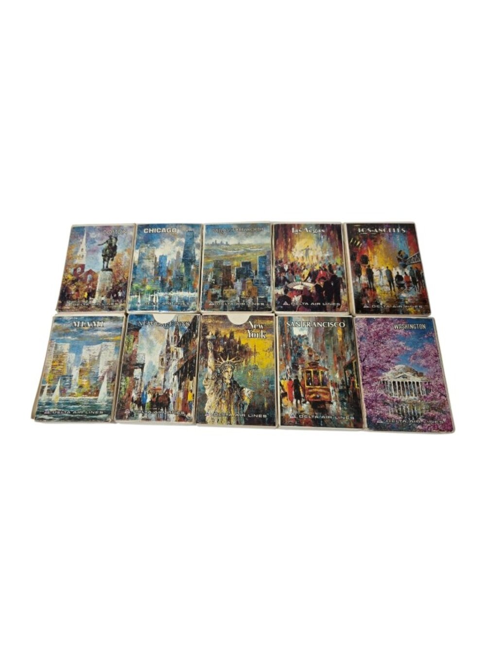 Vintage Delta Airlines City Playing Cards Lot of 10 NYC Vegas DC LA Boston Miami
